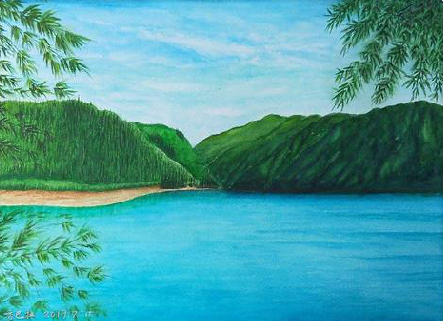 建湖在墙绘中，如何绘画绿水青山？